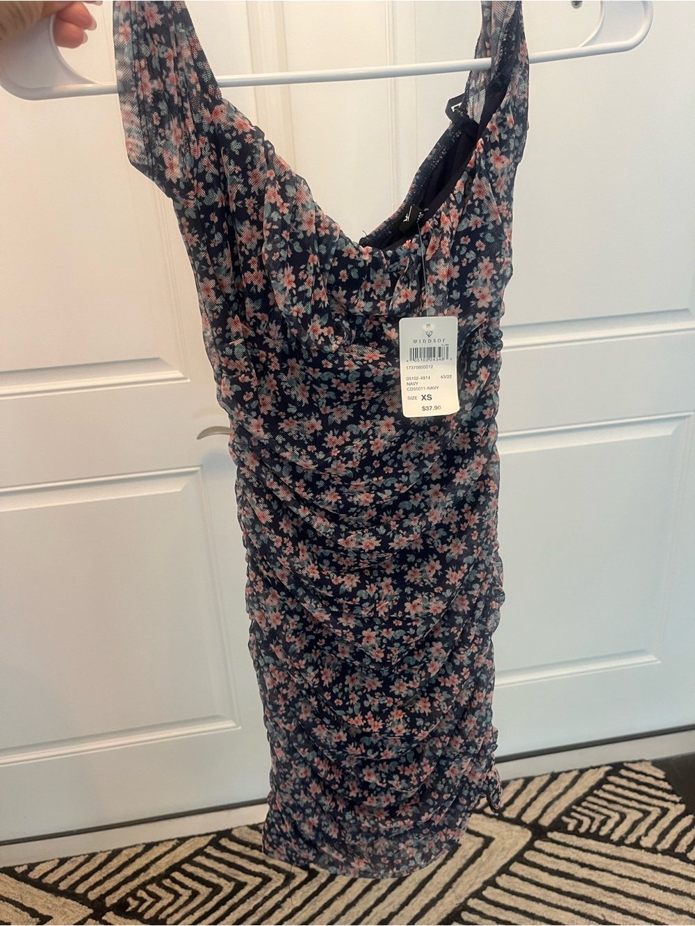 Windsor Black Dress with Pink Floral Print